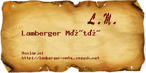 Lamberger Máté névjegykártya